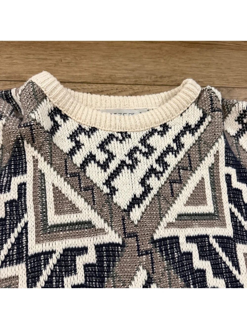 Vtg 90s Jantzen Geometric Knit Sweater Men L Grandpa Cosby